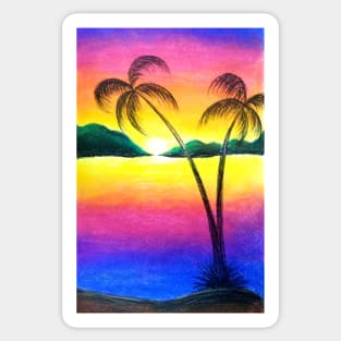 Shaded Sunrise Beach Scenery Soft Pastels Sticker